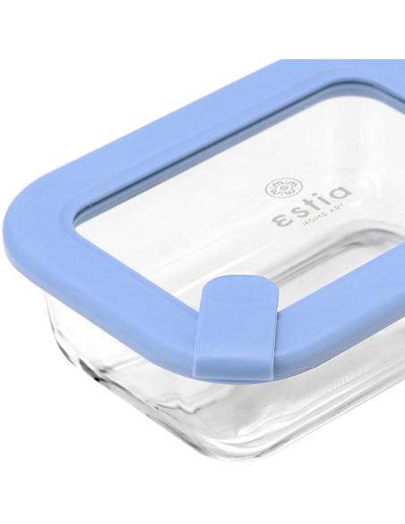 ΦΑΓΗΤΟΔΟΧΕΙΟ COLORSEAL ΓΥΑΛΙΝΟ 370ml 16.3x12.3x6.2cm ΜΕ ΚΑΠΑΚΙ ΣΙΛΙΚΟΝΗΣ ΜΠΛΕ