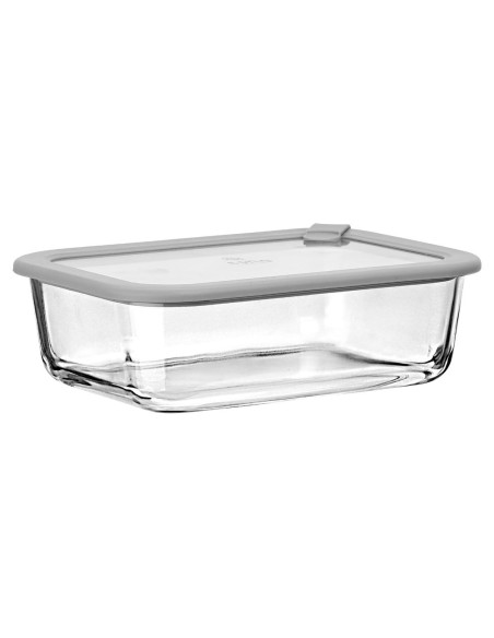 ΦΑΓΗΤΟΔΟΧΕΙΟ COLORSEAL ΓΥΑΛΙΝΟ 1520ml 23.5x17.8x7.6cm ΜΕ ΚΑΠΑΚΙ ΣΙΛΙΚΟΝΗΣ ΓΚΡΙ