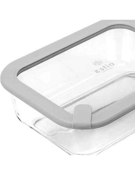 ΦΑΓΗΤΟΔΟΧΕΙΟ COLORSEAL ΓΥΑΛΙΝΟ 1520ml 23.5x17.8x7.6cm ΜΕ ΚΑΠΑΚΙ ΣΙΛΙΚΟΝΗΣ ΓΚΡΙ