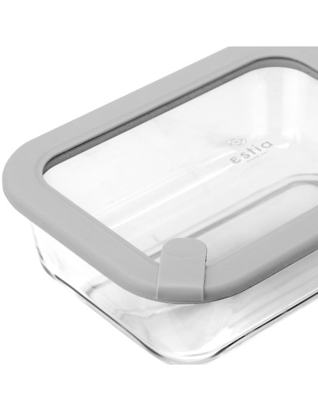 ΦΑΓΗΤΟΔΟΧΕΙΟ COLORSEAL ΓΥΑΛΙΝΟ 1050ml 21.6x16.5x7.4cm ΜΕ ΚΑΠΑΚΙ ΣΙΛΙΚΟΝΗΣ ΓΚΡΙ